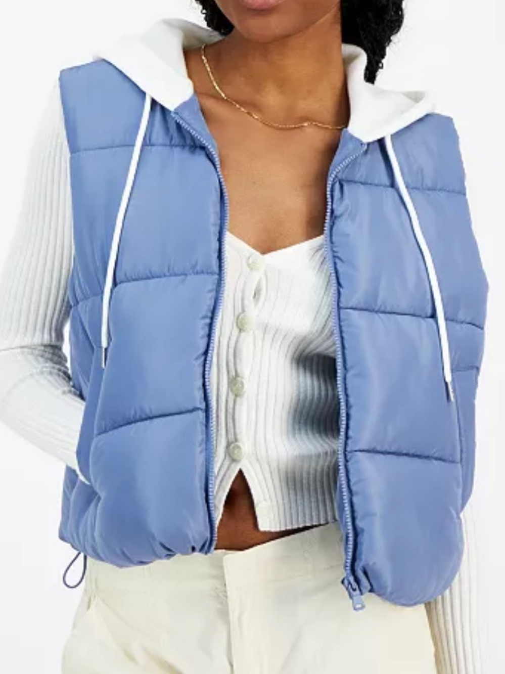 Madden Girl Hoodie Puffer Vest in Rustic Blue NWT